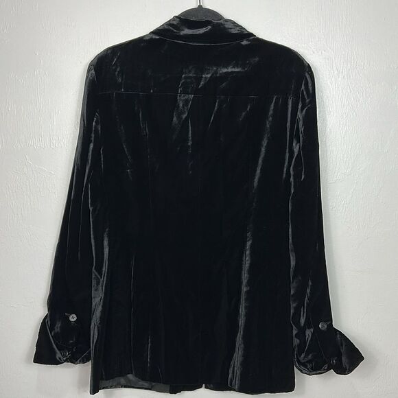 Henri Bendel Vintage Black Velvet Button-Up Jacket With Pockets Size 14 - Picture 5 of 15